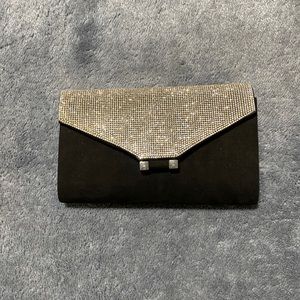 Nina Black Clutch with Jewels and Optional Strap